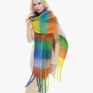 Winter Thick Plaid Colorblock Scarf